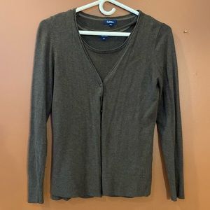 Two-piece cardigan and knitted tank top by Reitmans in size small